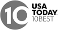 The image is a logo with "10 USA TODAY 10BEST" in grayscale.