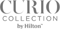 The image shows the logo for "Curio Collection by Hilton" with stylized text.